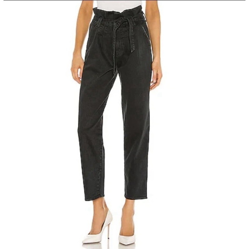 MOTHER‎ Superior Greaser Paperbag Pleat Jeans Black Size 27 High Waist